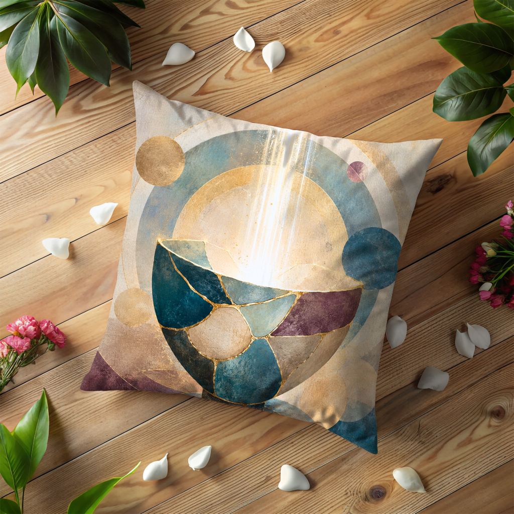 Kintsugi Celestial Bowl Pillow Cover | Modern Abstract Art | Elegant Decor