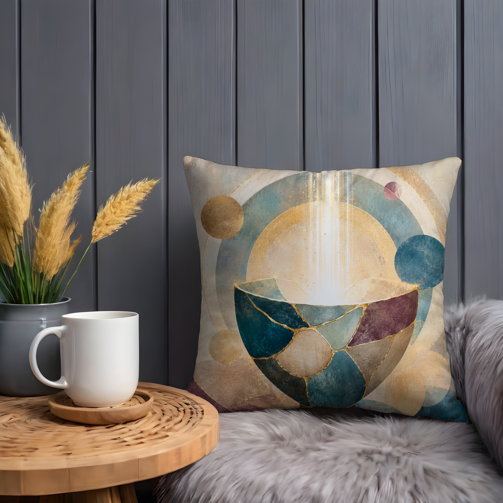 Kintsugi Celestial Bowl Pillow Cover | Modern Abstract Art | Elegant Decor