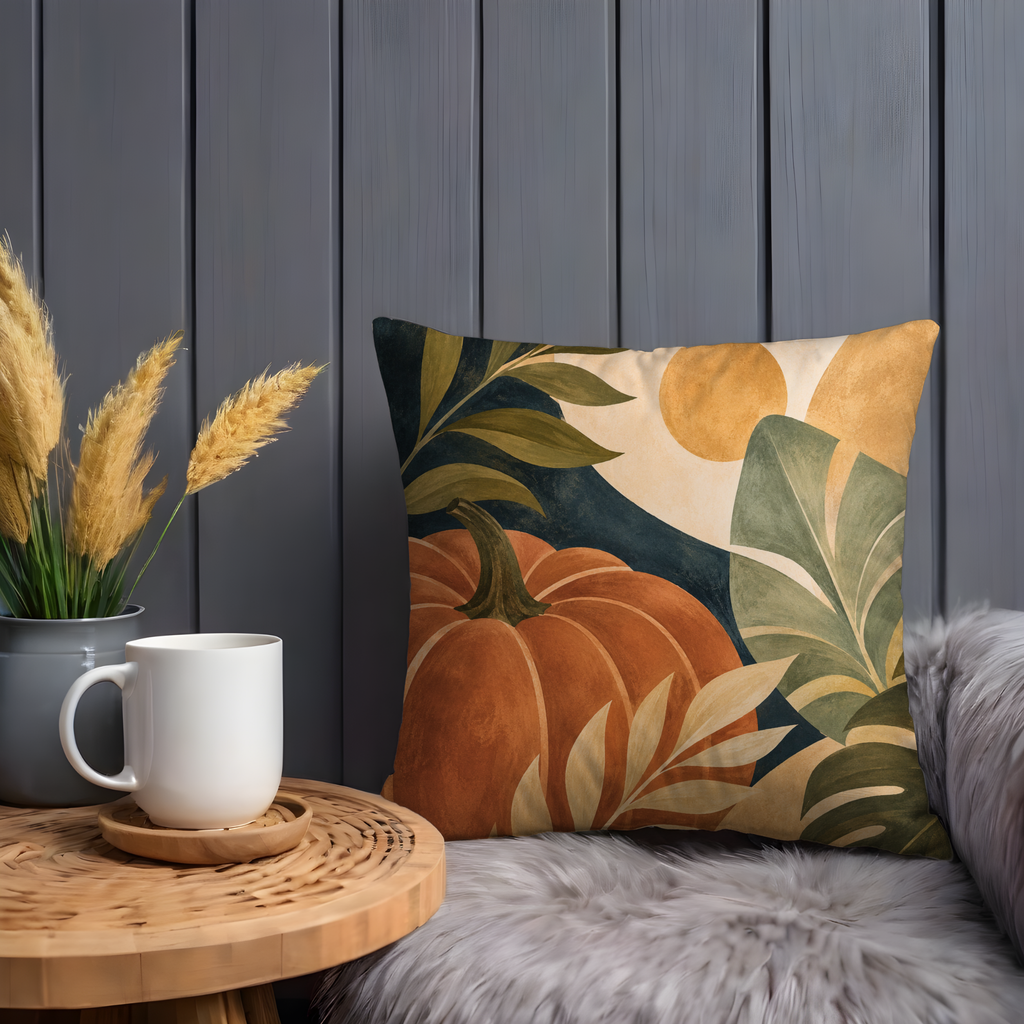Terracotta Pumpkin Pillow Cover | Earthy Boho Art | Cozy Autumn Decor