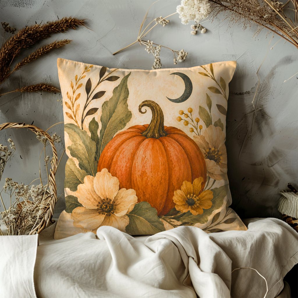 Orange Pumpkin Pillow Cover | Classic Autumn Art | Cozy Nature Decor