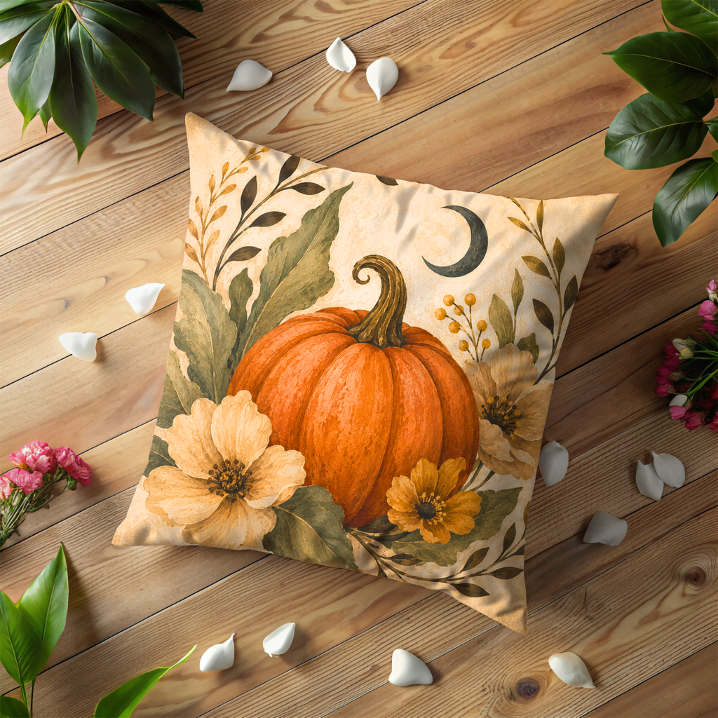 Orange Pumpkin Pillow Cover | Classic Autumn Art | Cozy Nature Decor