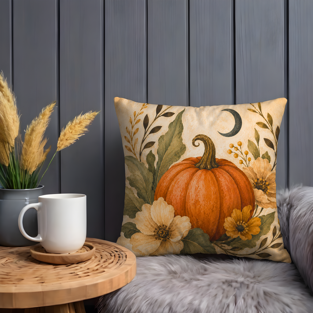 Orange Pumpkin Pillow Cover | Classic Autumn Art | Cozy Nature Decor