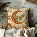 Luna Moth Moon Pillow Cover | Elegant Insect Art | Mystical Decor
