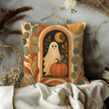 Ghost Pumpkin Arch Pillow Cover | Cute Halloween Art | Cozy Autumn Decor