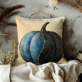 Blue Black Pumpkin Pillow Cover | Golden Crack Art | Mystical Decor