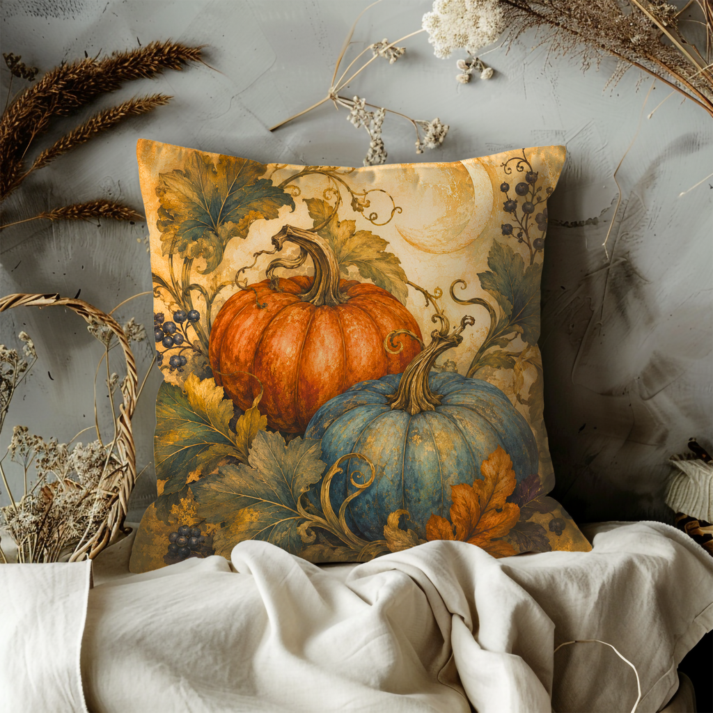 Autumn Pumpkins Pillow Cover | Fall Harvest Art | Seasonal Decor