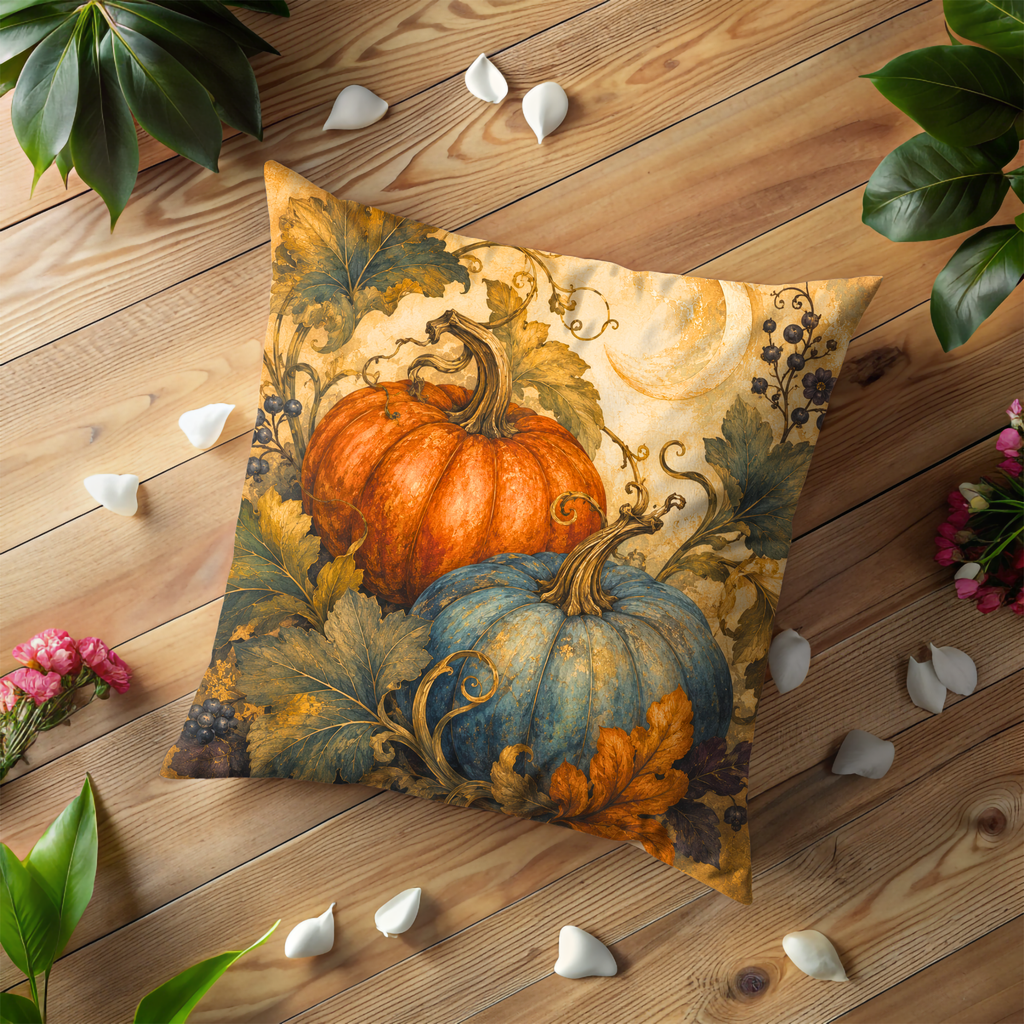 Autumn Pumpkins Pillow Cover | Fall Harvest Art | Seasonal Decor