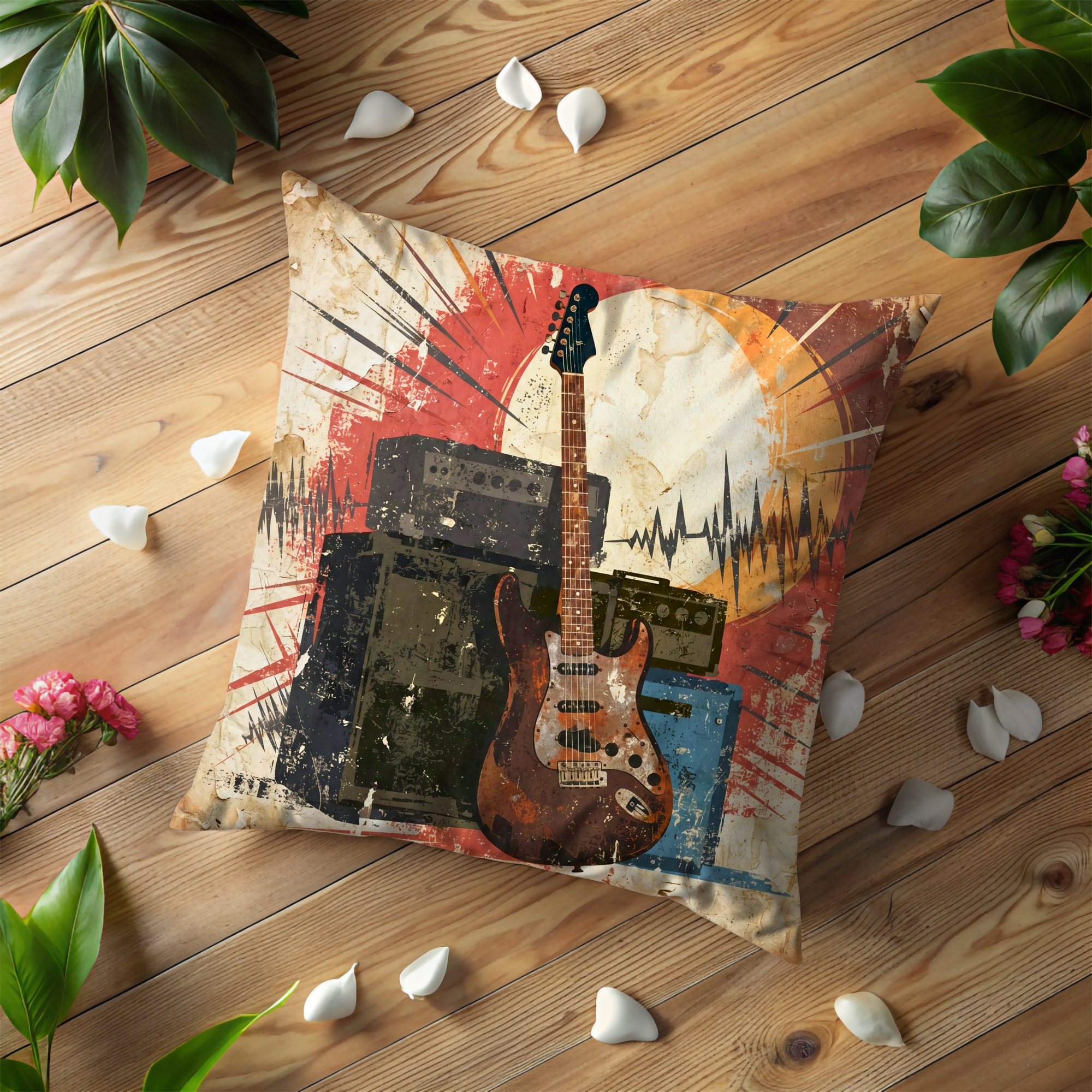 Electric Guitar Amp Pillow Cover | Grunge Rock Art