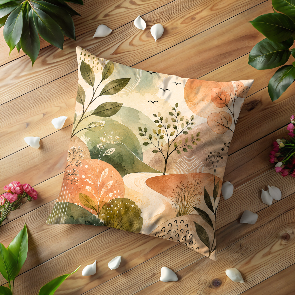 Landscape Pillow Cover | Abstract Boho Art | Warm Decor