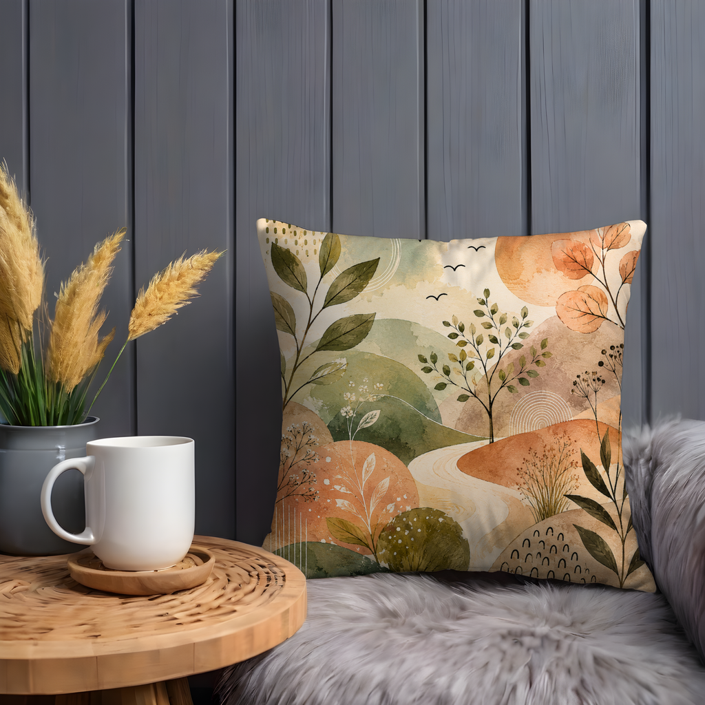 Landscape Pillow Cover | Abstract Boho Art | Warm Decor