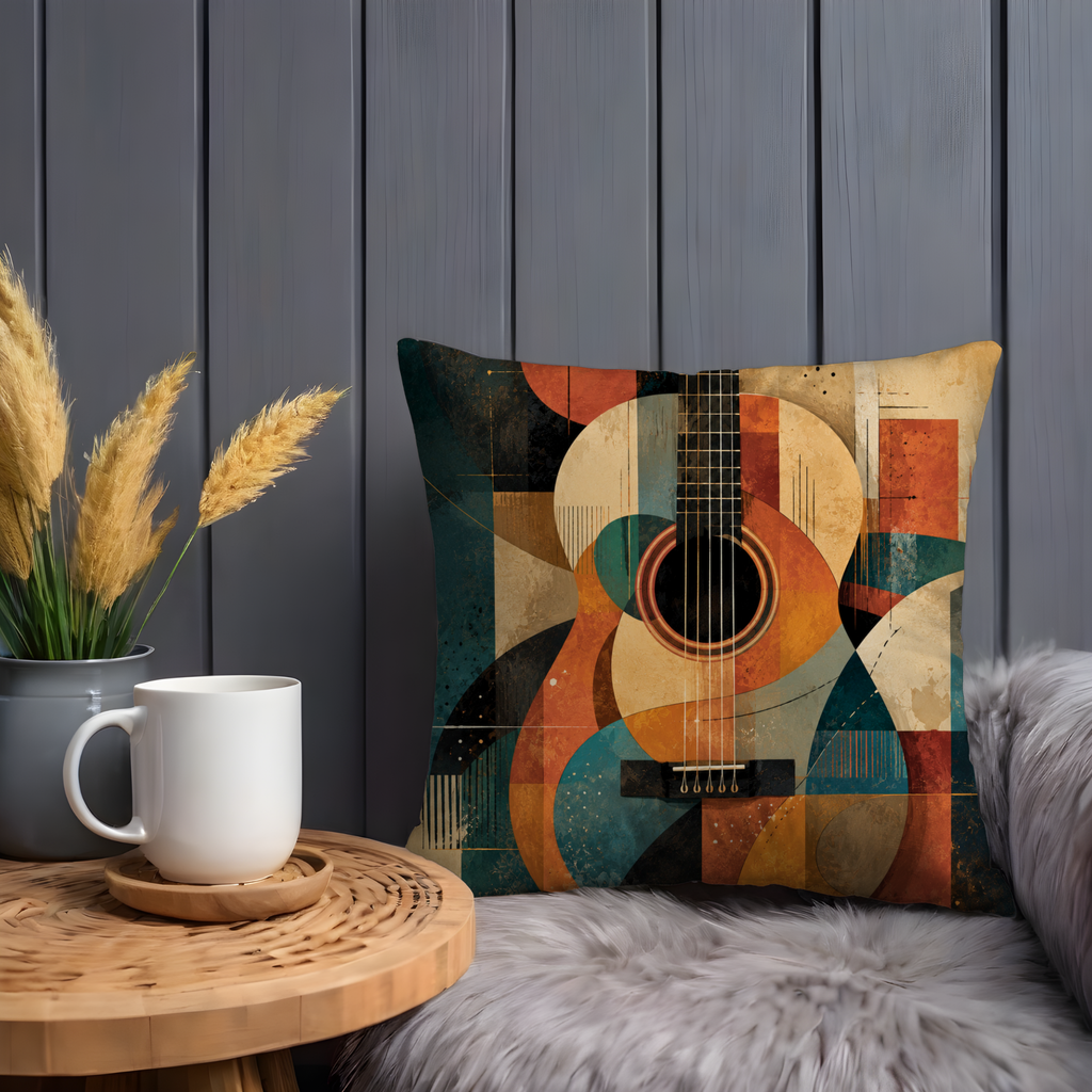 Guitar Pillow Cover | Abstract Music Art | Boho Decor