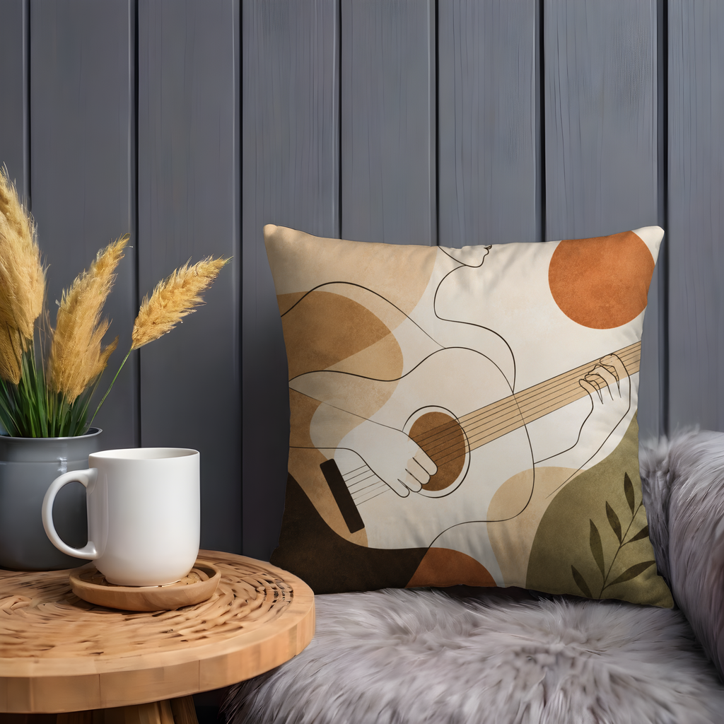 Guitar Pillow Cover | Minimalist Music Art | Boho Decor