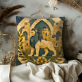 Jerusalem Lion Pillow Cover | Kintsugi Israeli Art | Spiritual Decor