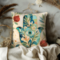 Hamsa Eye Pillow Cover | Pomegranate Spiritual Art | Protective Decor