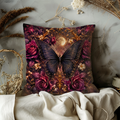Dark Butterfly Pillow Cover | Gothic Roses Moon Art | Luxe Fantasy Decor