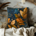 Magnolia Seed Cone Pillow Cover | Navy Gold Autumn Leaf Art | Fall Decor