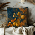 Golden Quince Pillow Cover | Navy Gold Autumn Branch Art | Fall Decor