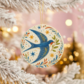 Swallow Ceramic Ornament – Folk Art Bird Decor
