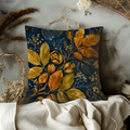 Walnut Branch Pillow Cover | Navy Gold Autumn Nut Art | Fall Decor
