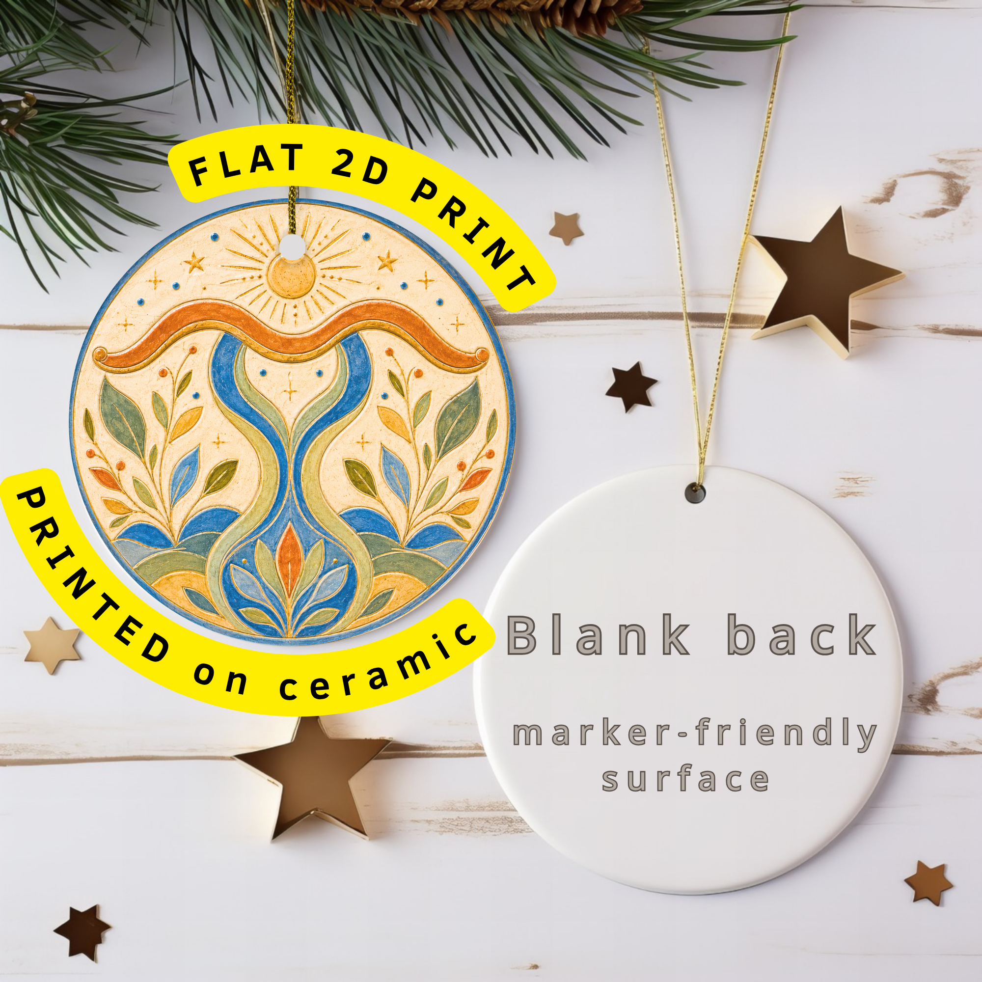 Folk Sun Garden Ceramic Ornament – Ceramic Folk Motif Decor