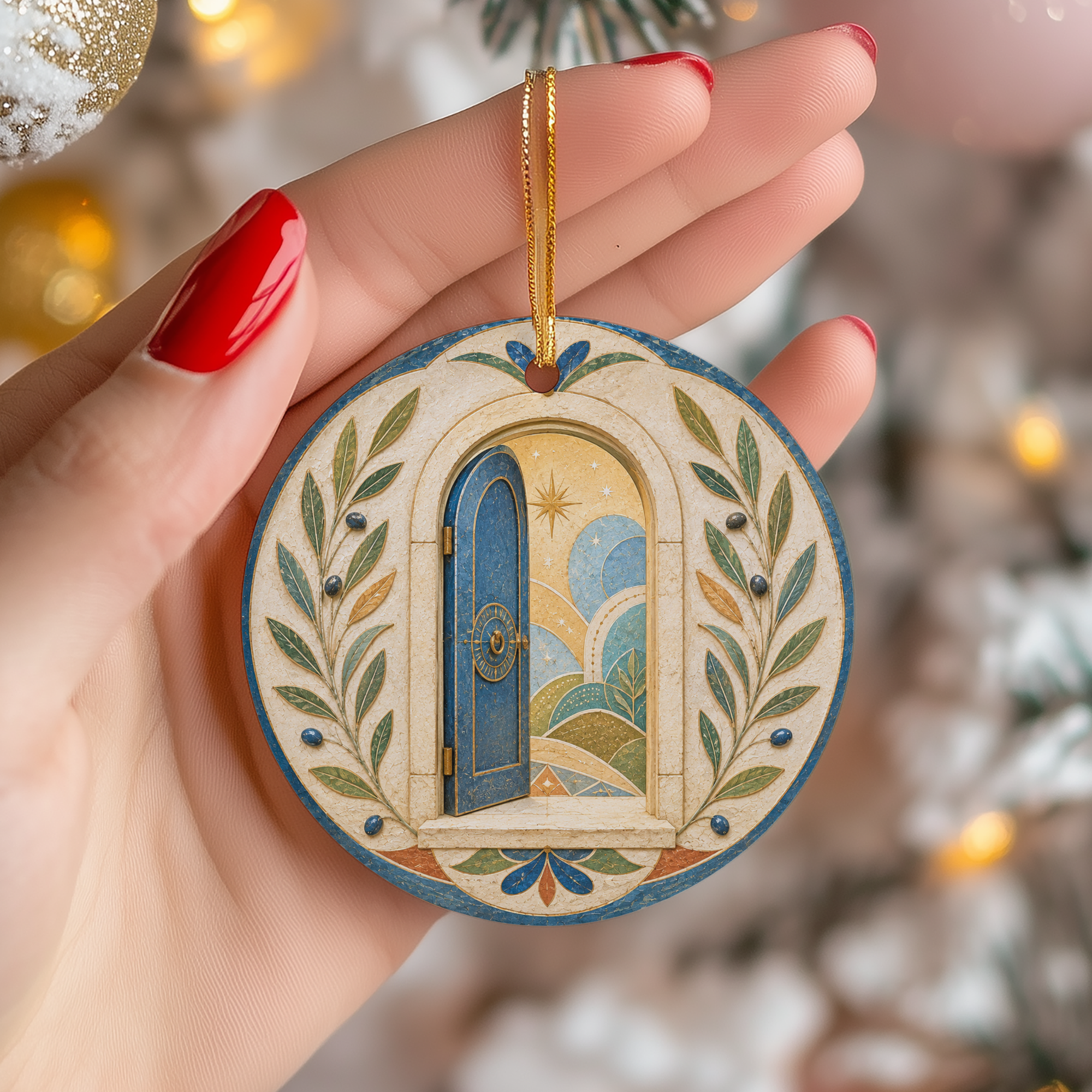 Open Blue Door Ceramic Ornament – Olive Grove Night Sky Decor