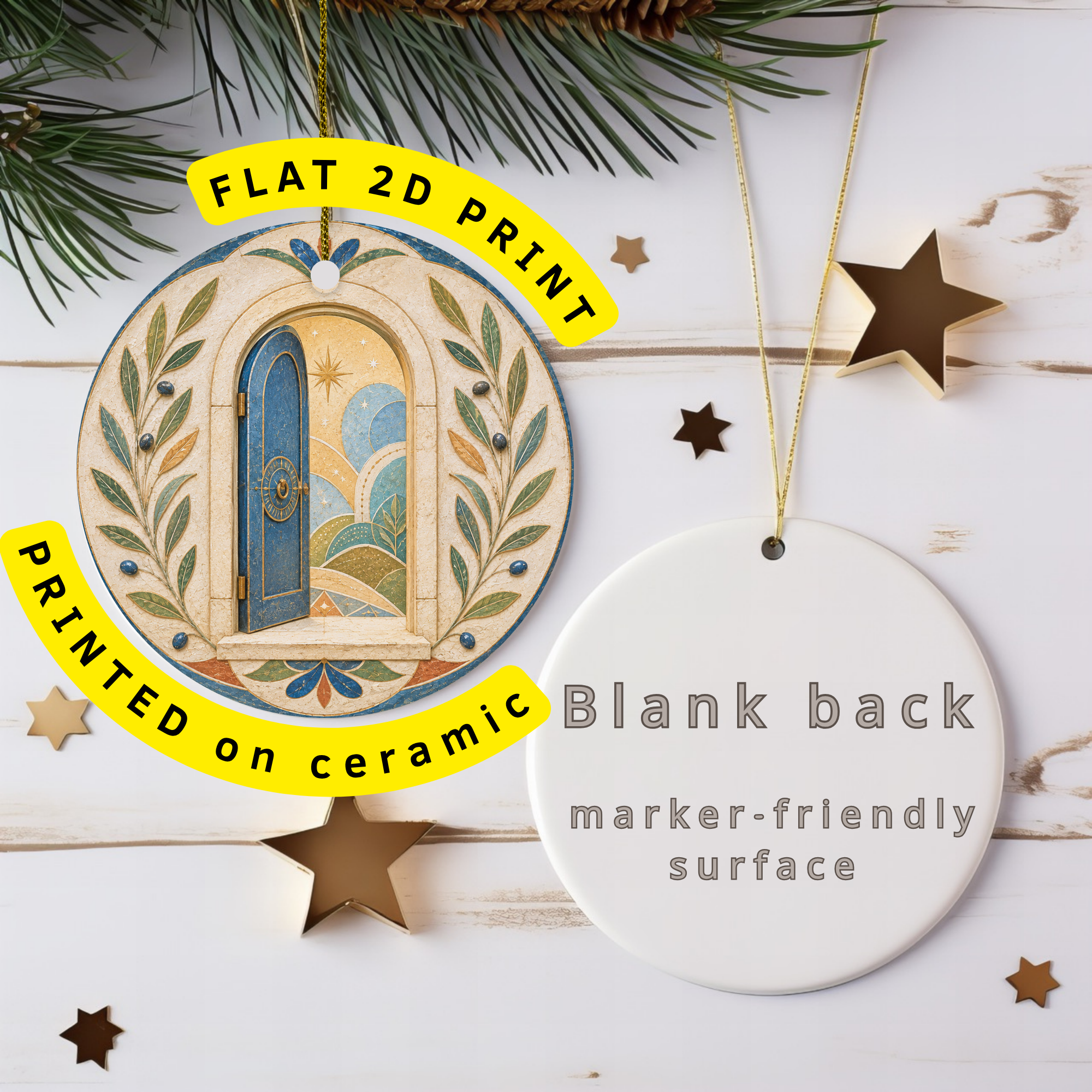 Open Blue Door Ceramic Ornament – Olive Grove Night Sky Decor