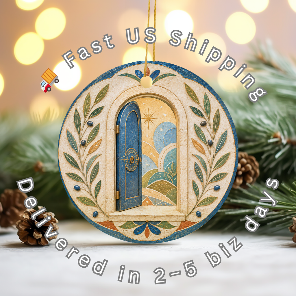 Open Blue Door Ceramic Ornament – Olive Grove Night Sky Decor