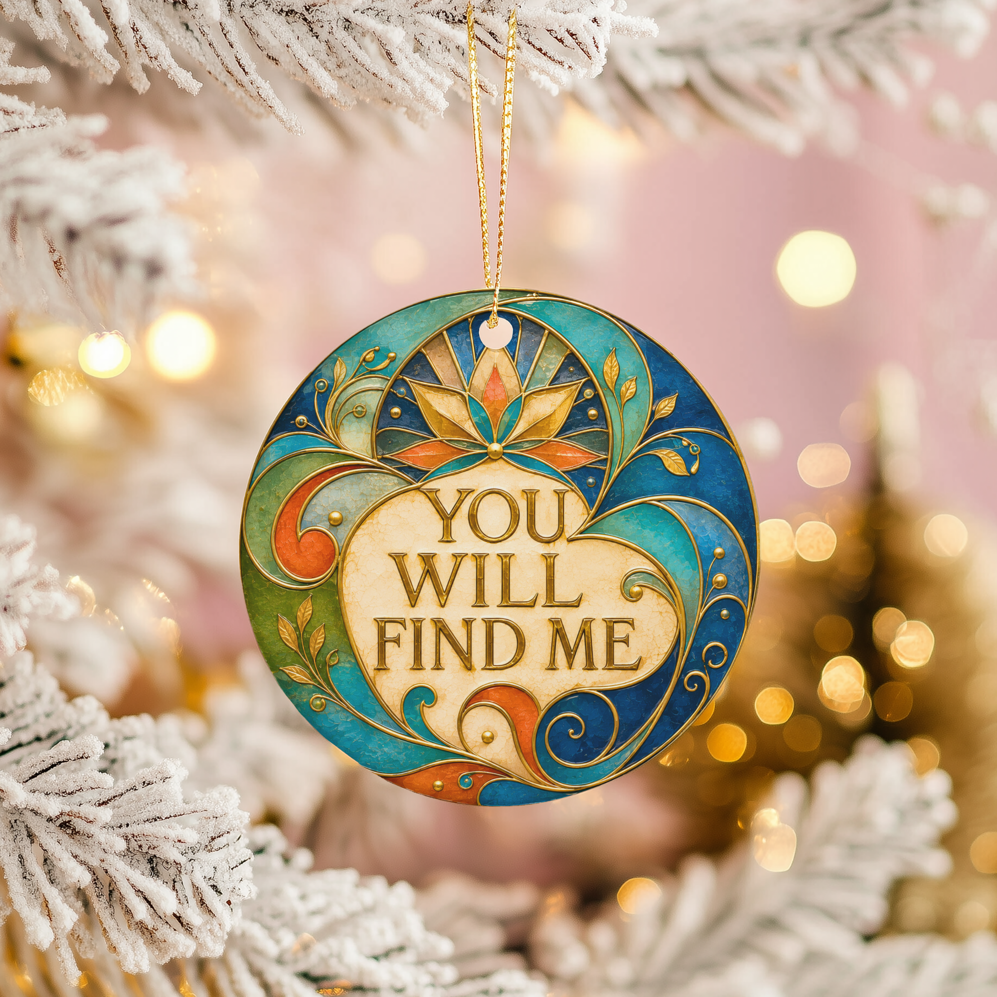 You Will Find Me Ceramic Ornament – Art Nouveau Lotus Decor