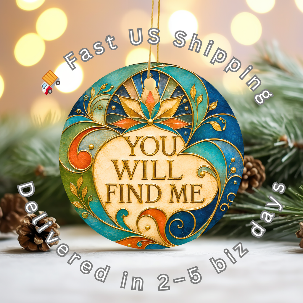 You Will Find Me Ceramic Ornament – Art Nouveau Lotus Decor
