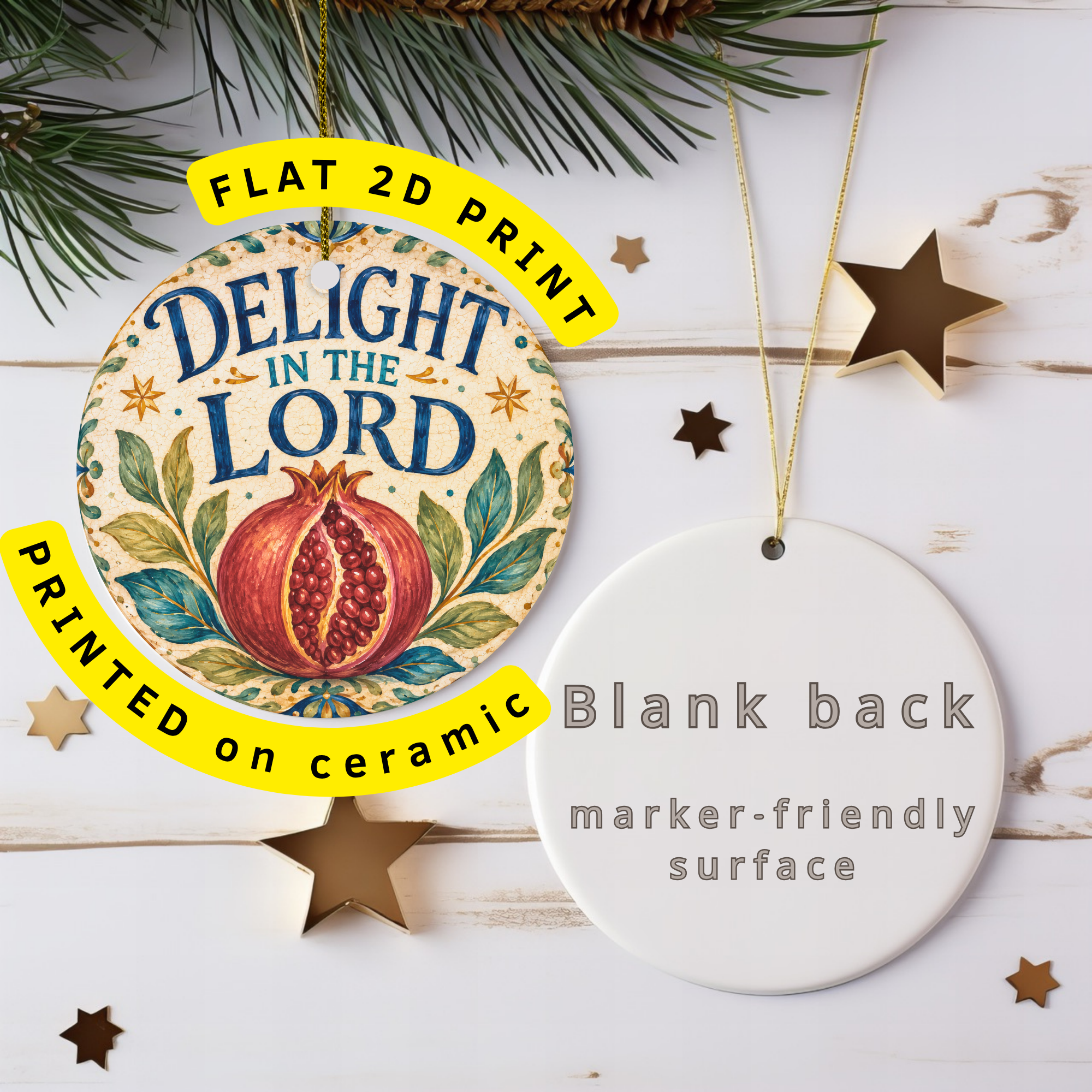 Delight in the Lord Ceramic Ornament | Psalm 37:4