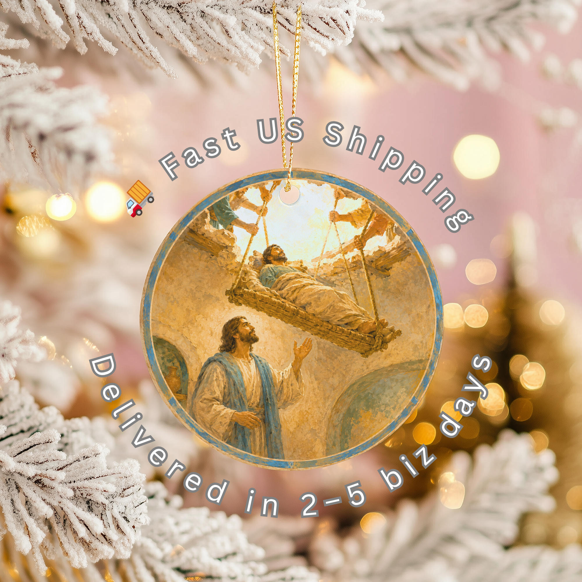 Jesus Heals the Paralytic Ceramic Ornament | Bible Story