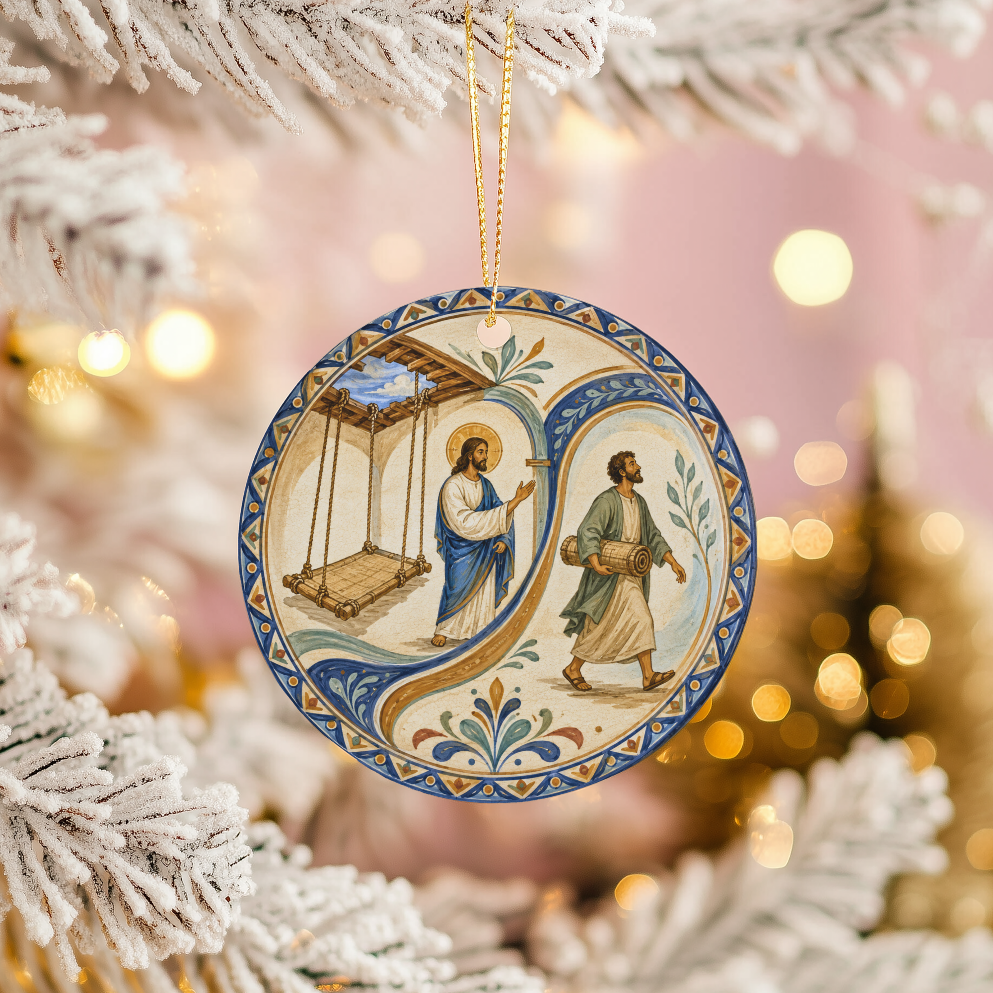 Take Up Your Mat Ceramic Ornament | Jesus Healing Story