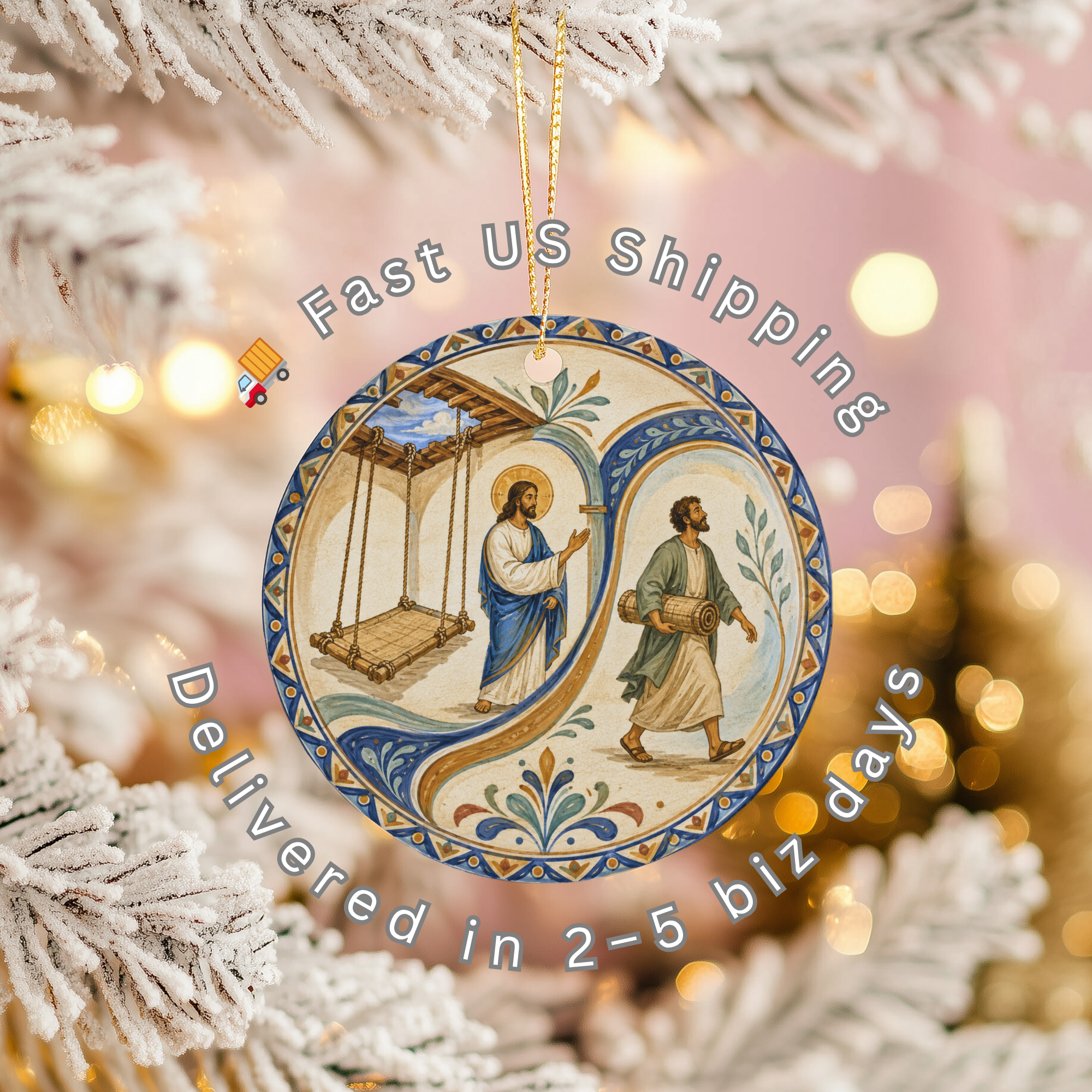 Take Up Your Mat Ceramic Ornament | Jesus Healing Story