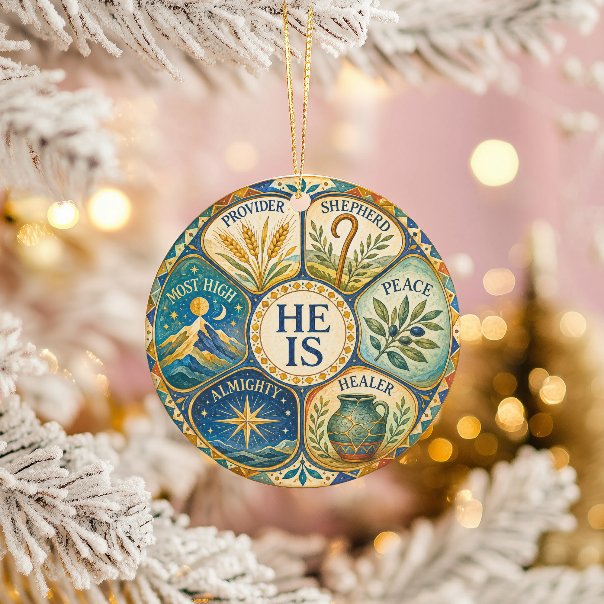 HE IS Names of God Ceramic Ornament | Christian Faith