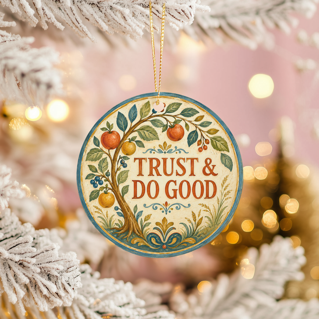 Trust and Do Good Ceramic Ornament | Psalm 37:3 Scripture Gift | Christian Decor