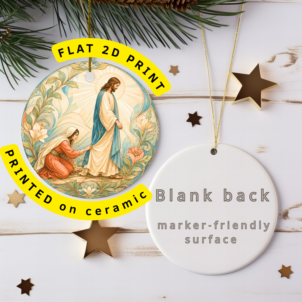 Touch His Garment Ceramic Ornament | Jesus Healing Bible Story | Christian Gift