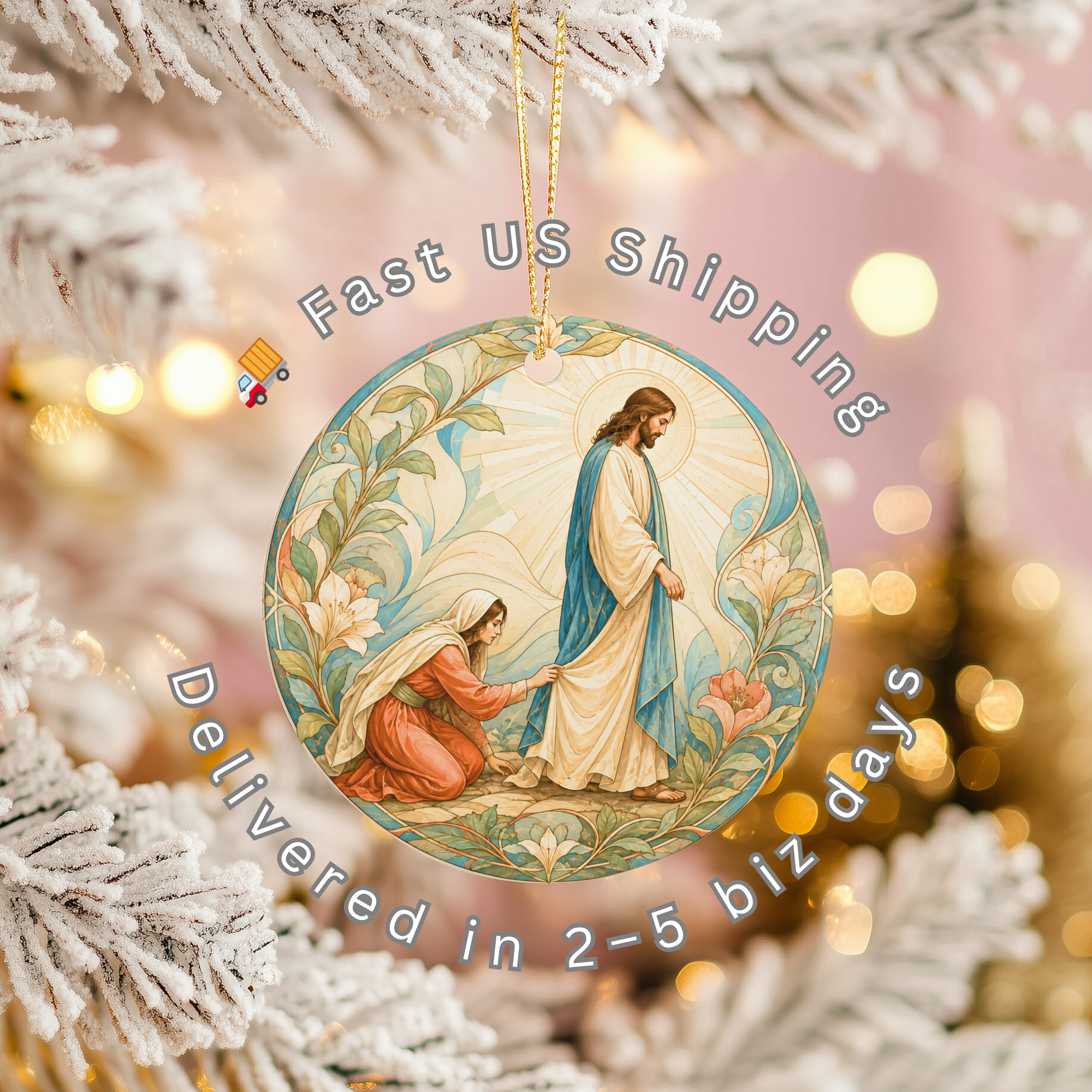 Touch His Garment Ceramic Ornament | Jesus Healing Bible Story | Christian Gift