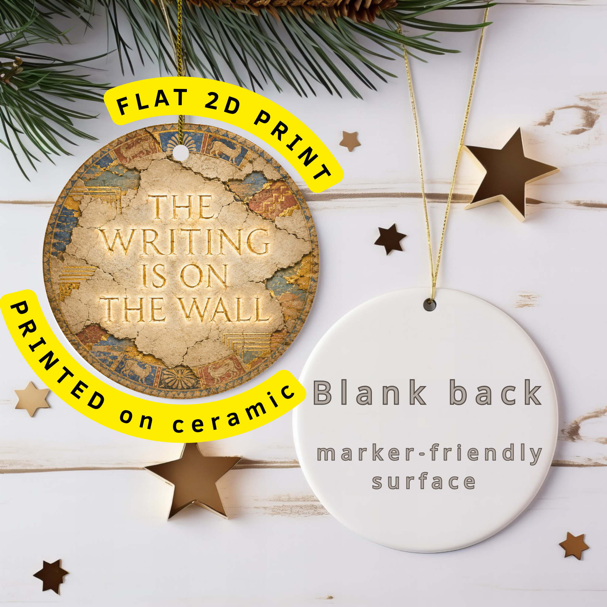 The Writing on the Wall Ceramic Ornament | Daniel 5 Bible Story | Christian Gift