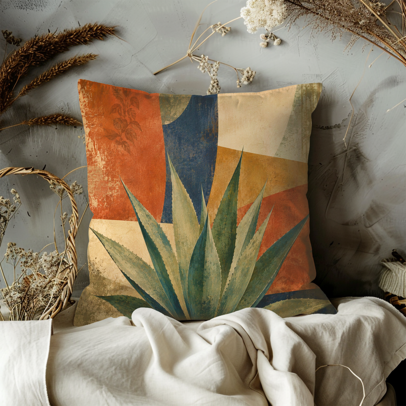 Agave Desert Collage Pillow Cover | Southwest Modern Art | Modern Decor