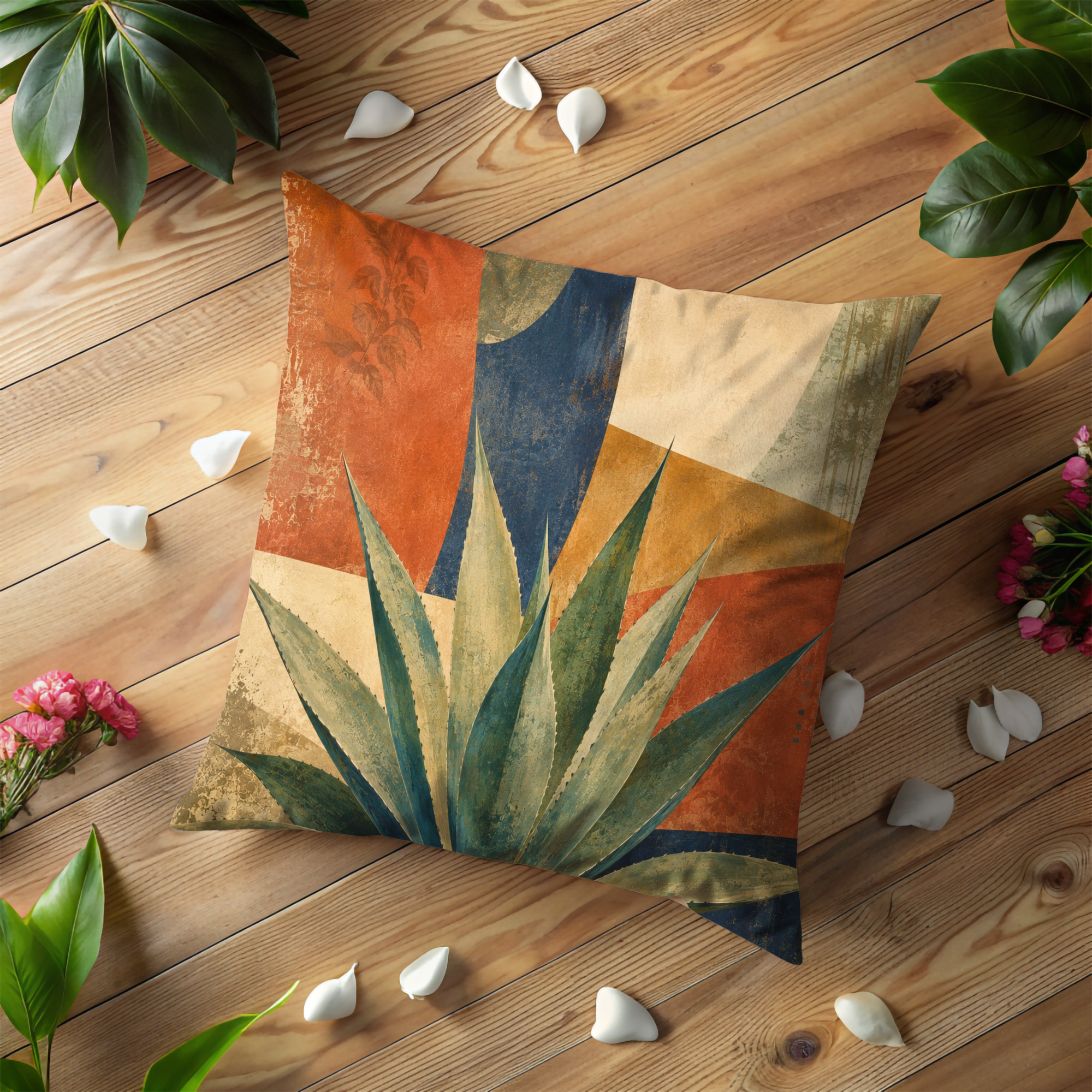 Agave Desert Collage Pillow Cover | Southwest Modern Art | Modern Decor