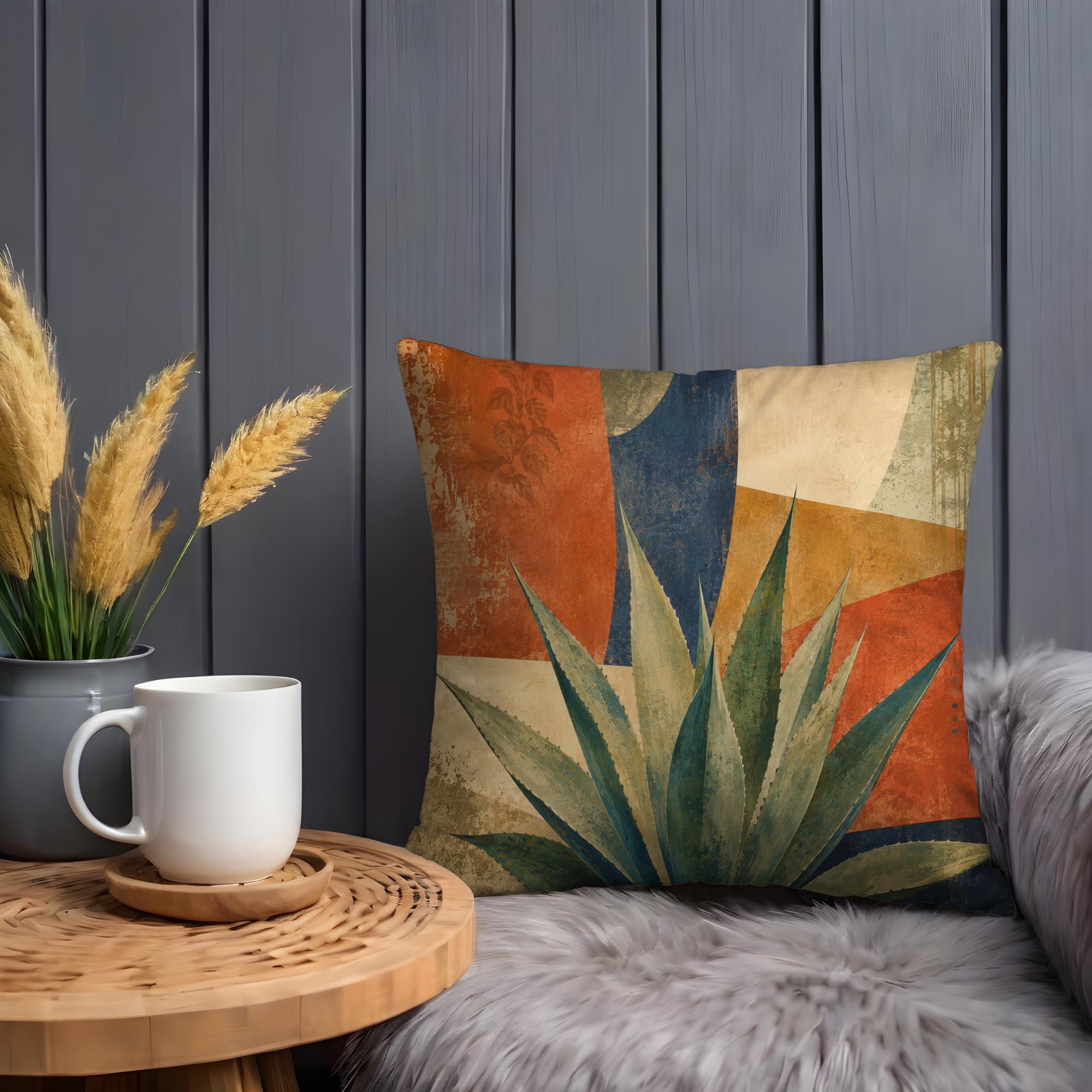 Agave Desert Collage Pillow Cover | Southwest Modern Art | Modern Decor