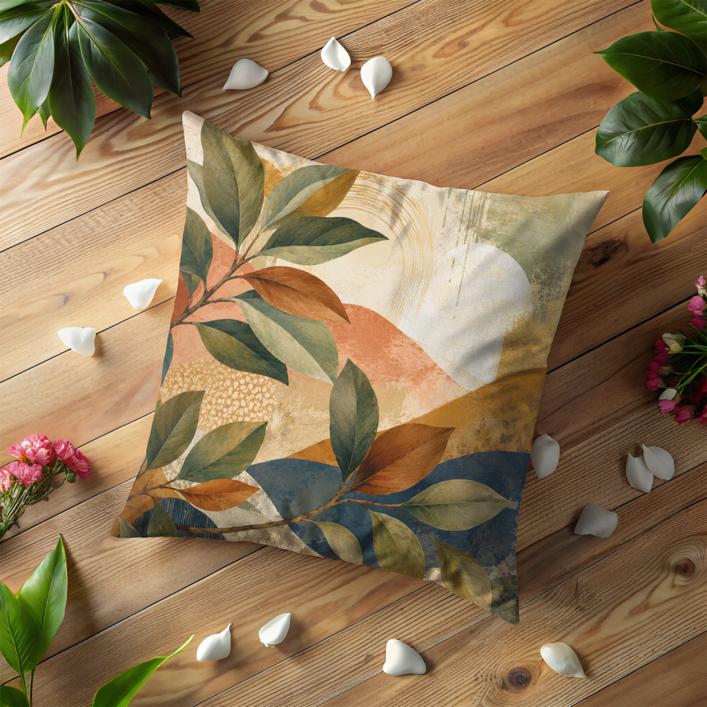 Bay Leaf Hills Pillow Cover | Abstract Botanical Art | Modern Decor