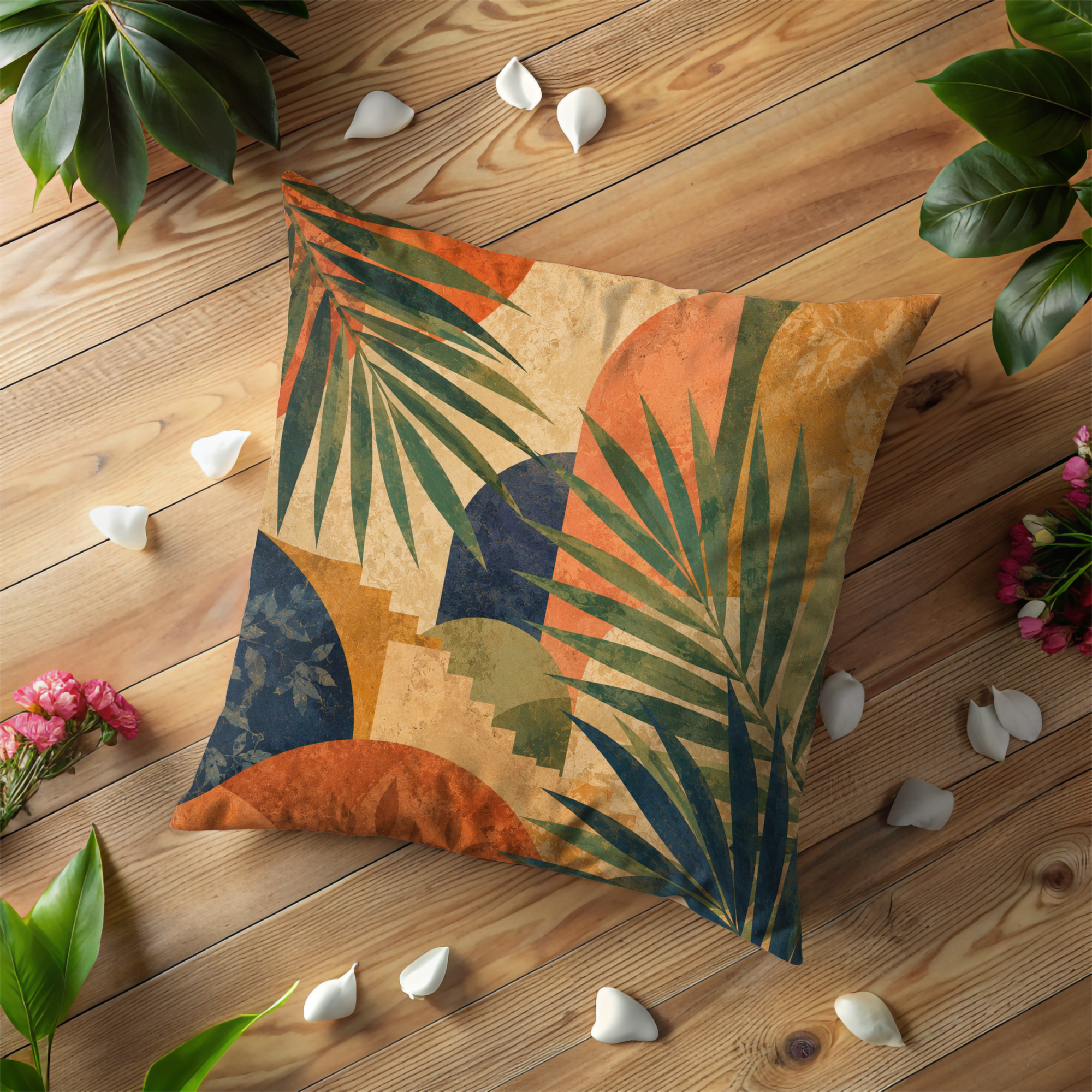 Palm Arch Collage Pillow Cover | Tropical Modern Art | Modern Decor