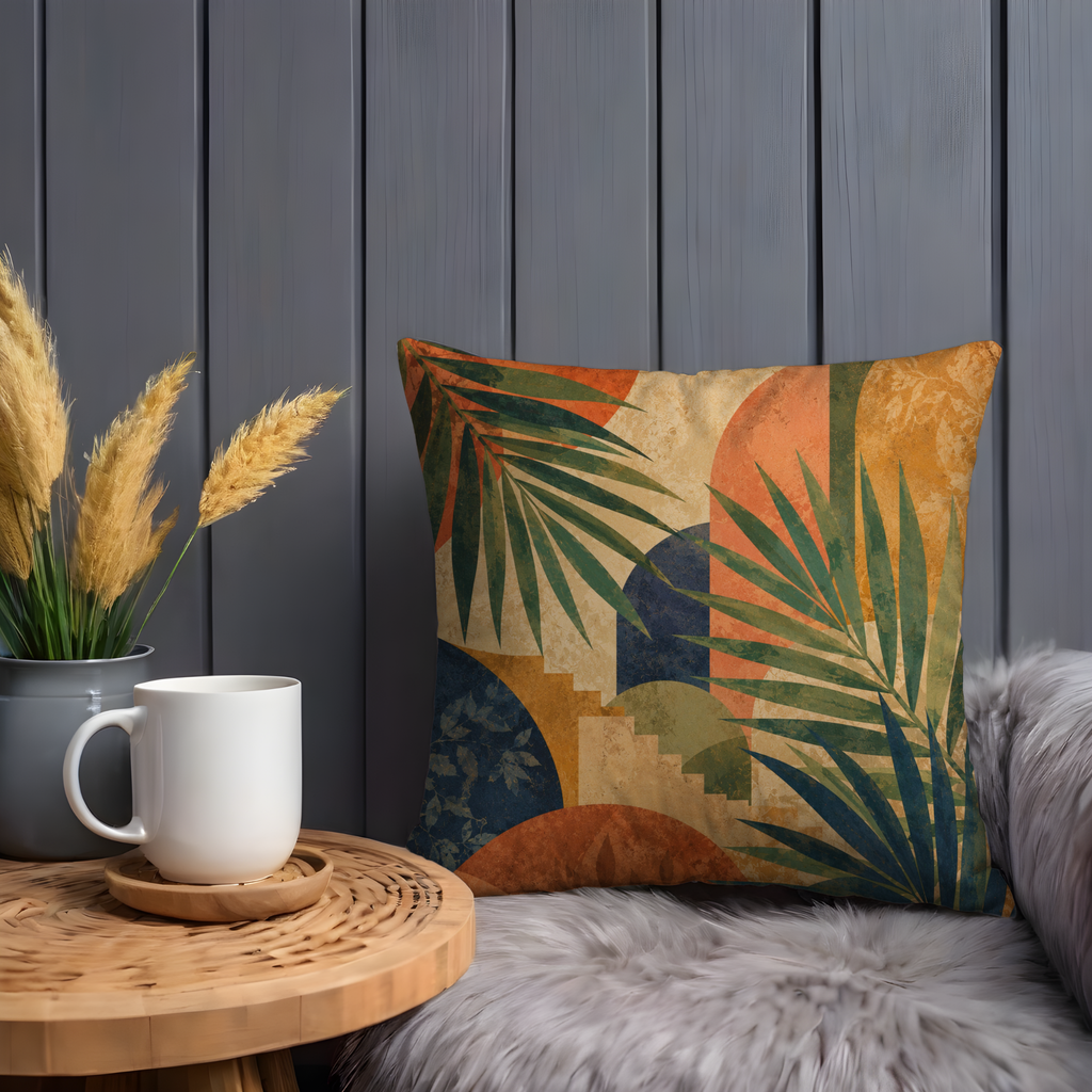 Palm Arch Collage Pillow Cover | Tropical Modern Art | Modern Decor