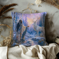 White Deer Pillow Cover | Enchanted Winter Forest Dawn