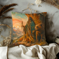 Bear Pillow Cover | Mountainous Landscape Cave Sunset