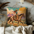 Cowgirl Pillow Cover | Southwestern Desert Landscape at Golden Hour