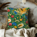 Honeybees Pillow Cover | Lush Wildflower Meadow Under a Golden Sun