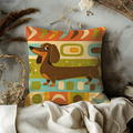 Dachshund Pillow Cover | Retro Mid Century Geometric Dog Decor