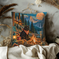 Black Cat Pillow Cover | Campfire Cabin Dusk